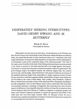 Desperately Seeking Stereotypes: David Henry Hwang and M