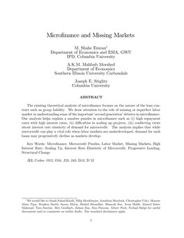 Microfinance and Missing Markets