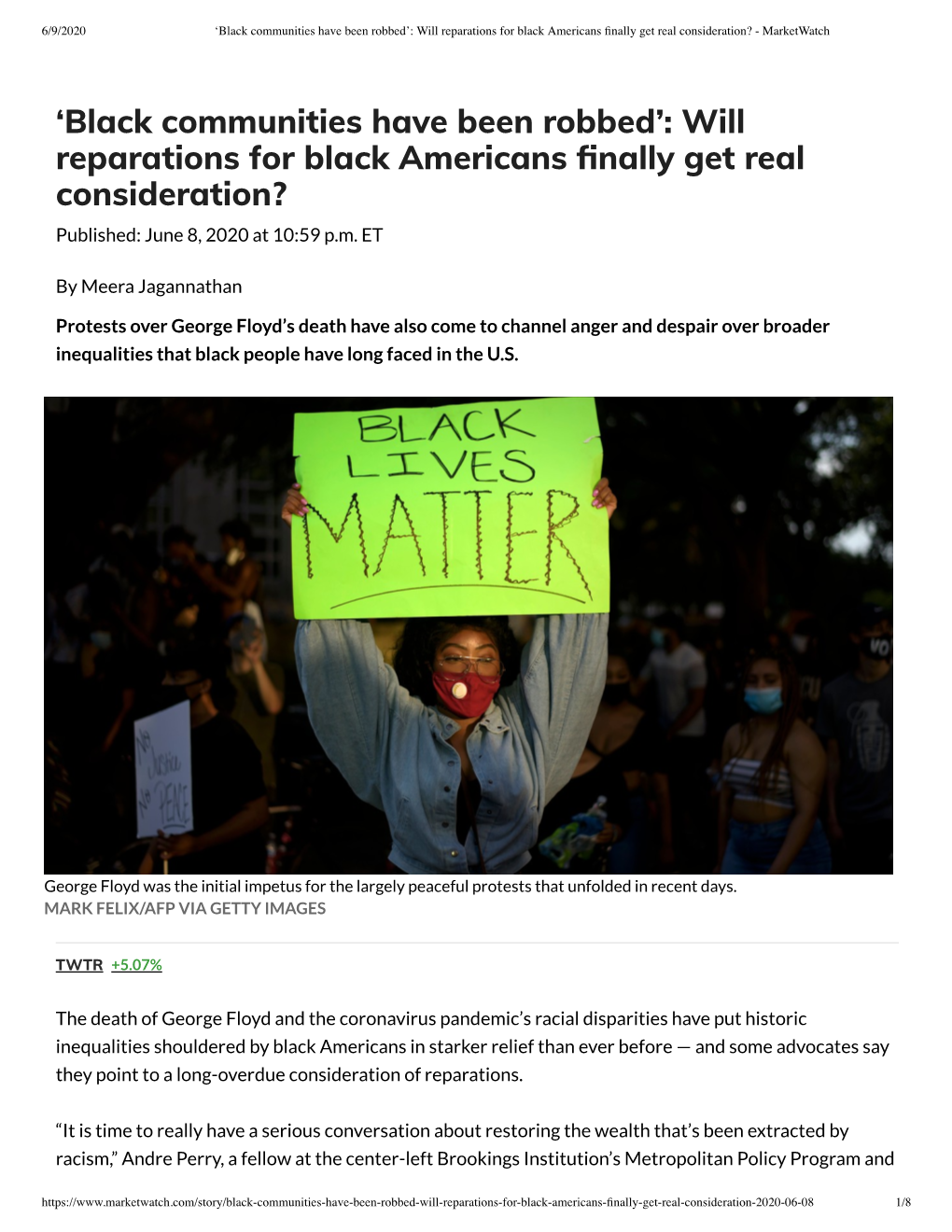 Will Reparations for Black Americans Nally Get Real Consideration?