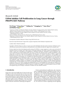 USP46 Inhibits Cell Proliferation in Lung Cancer Through PHLPP1/AKT Pathway