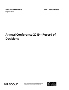 Annual Conference 2019 – Record of Decisions