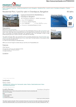 Residential Plot / Land for Sale in Chandapura, Bangalore (P86520333)