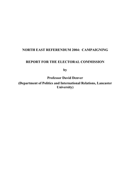 North East Referendum Campaigns