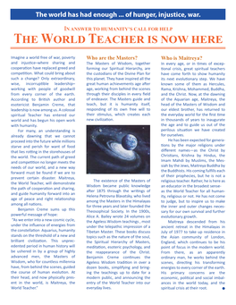 The World Teacher Is Now Here