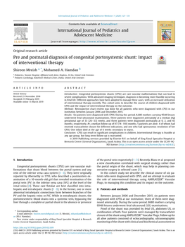 Pre and Postnatal Diagnosis of Congenital Portosystemic Shunt: Impact of Interventional Therapy