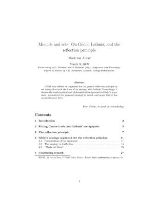 Monads and Sets. on Gödel, Leibniz, and the Reflection Principle
