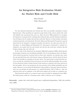 An Integrative Risk Evaluation Model for Market Risk and Credit Risk