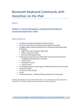 Bluetooth Keyboard Commands with Voiceover on the Ipad Ios 9.2