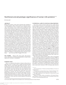 Nutritional and Physiologic Significance of Human Milk Proteins1–4