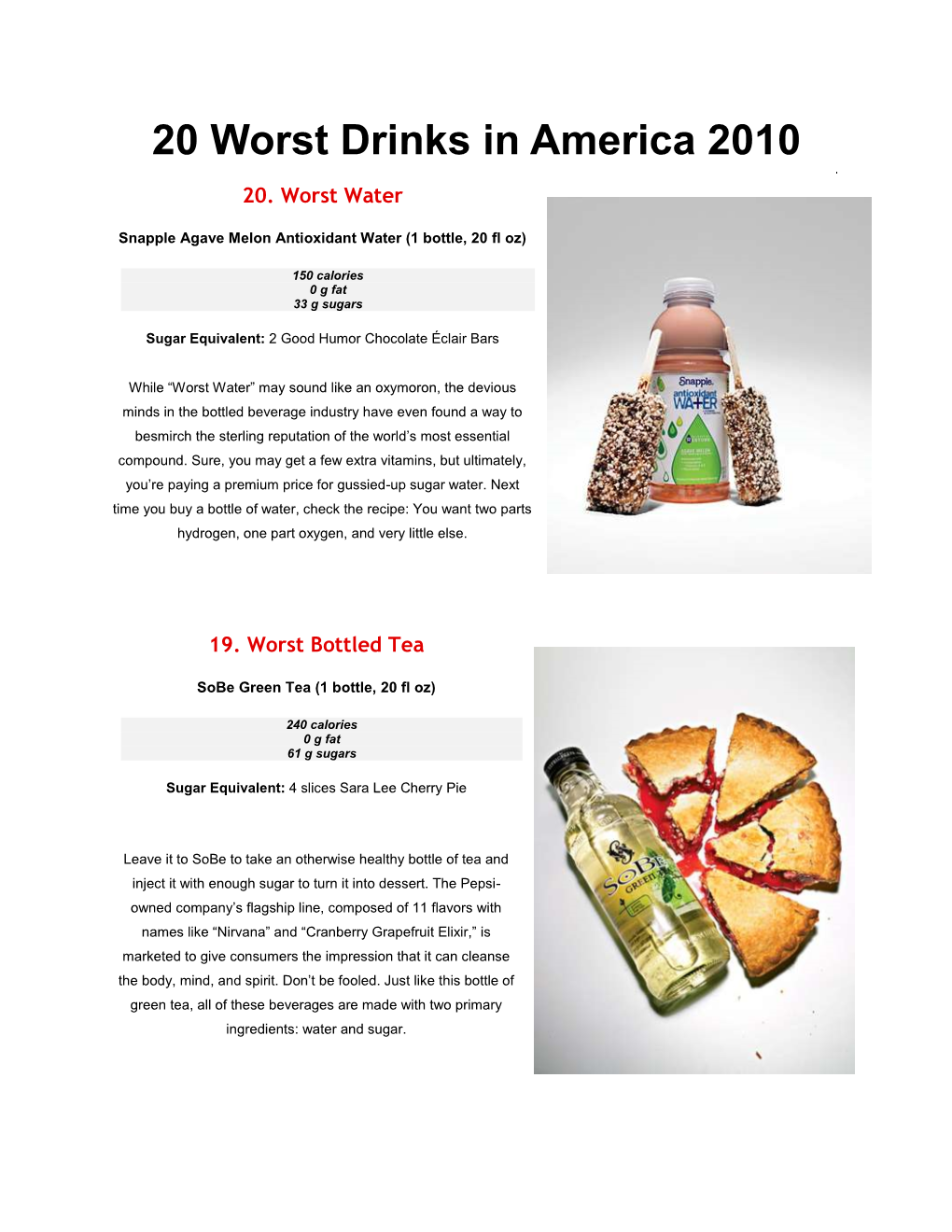 20 Worst Drinks in America 2010