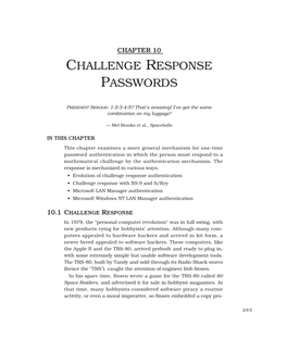 Challenge Response Passwords