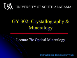 Lecture 7B: Optical Mineralogy