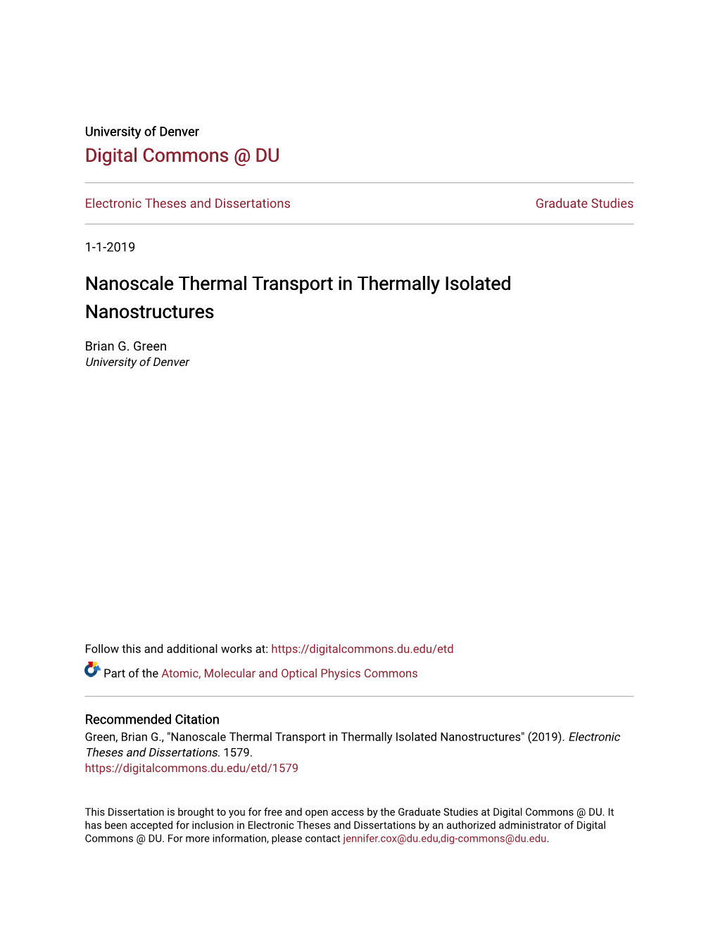 Nanoscale Thermal Transport in Thermally Isolated Nanostructures