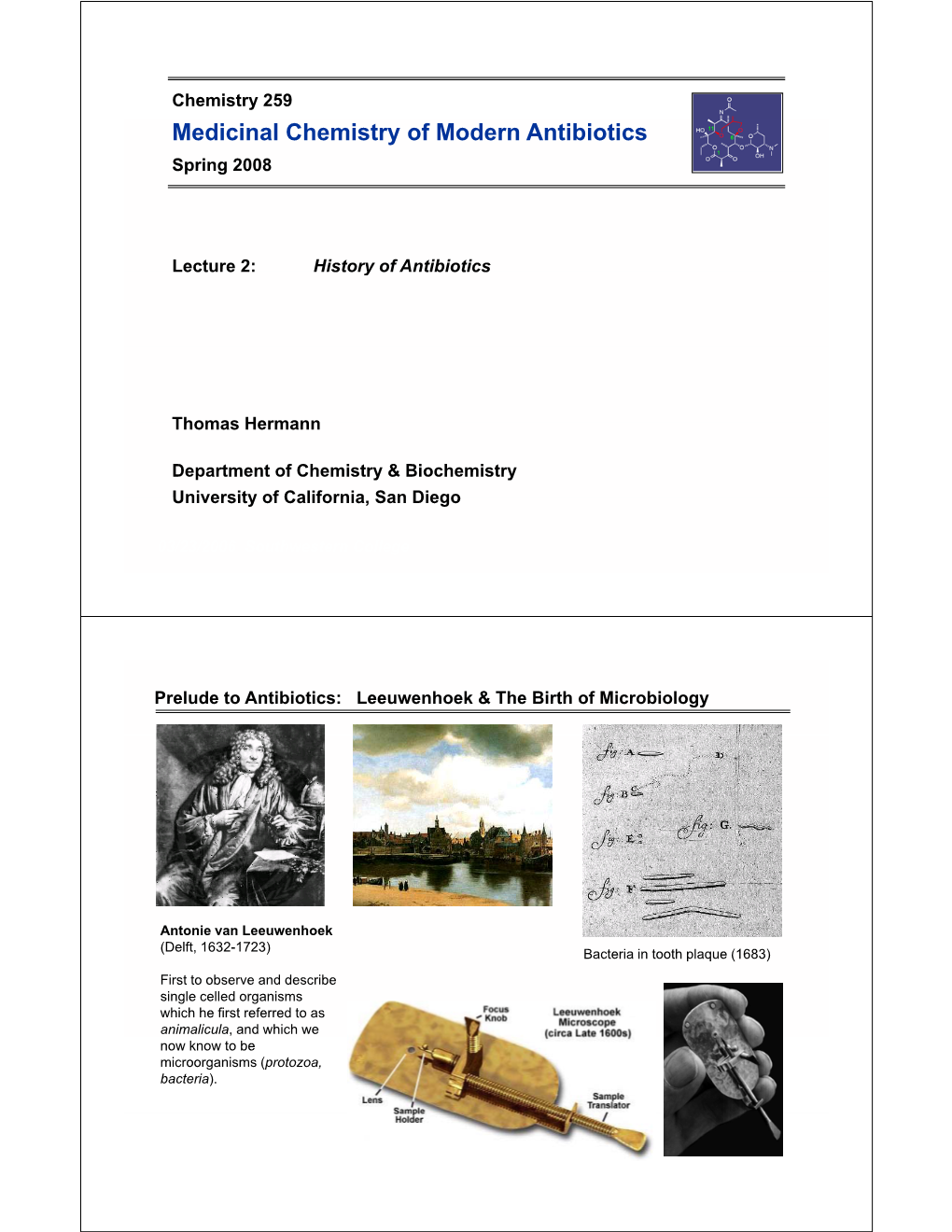 Medicinal Chemistry of Modern Antibiotics Spring 2008