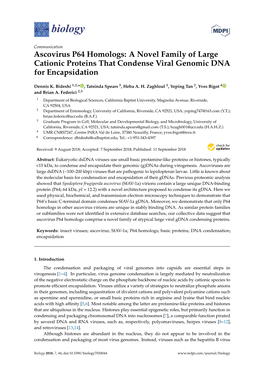 A Novel Family of Large Cationic Proteins That Condense Viral Genomic DNA for Encapsidation