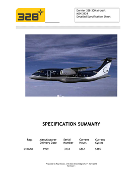 Dornier MSN 3134 328 Specification
