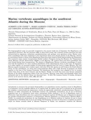 Marine Vertebrate Assemblages in the Southwest Atlantic During the Miocene