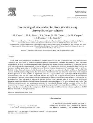 Bioleaching of Zinc and Nickel from Silicates Using Aspergillus Niger Cultures I.M