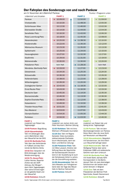 Der Fahrplan Des Sonderzugs Von Und Nach Pankow Am 9