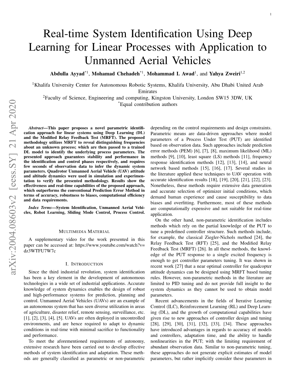 Real-Time System Identification Using Deep Learning for Linear