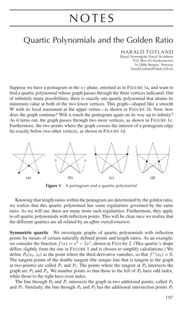 Quartic Polynomials and the Golden Ratio
