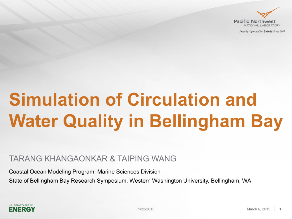 Simulation of Circulation and Water Quality in Bellingham Bay