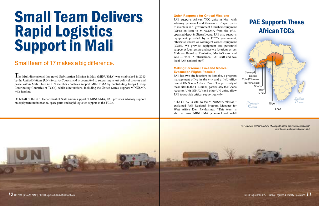 Small Team Delivers Rapid Logistics Support in Mali