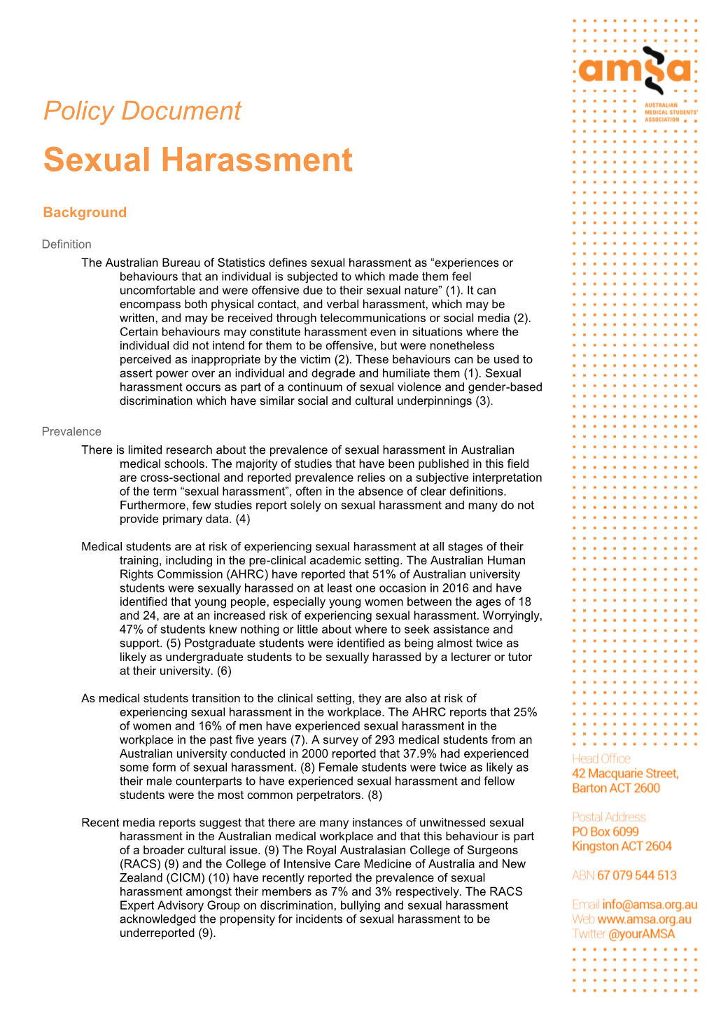 Policy Document Sexual Harassment