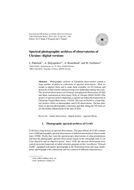 Spectral Photographic Archives of Observatories of Ukraine: Digital Versions
