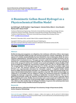 A Biomimetic Gellan-Based Hydrogel As a Physicochemical Biofilm Model