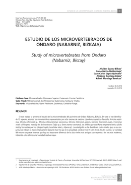 (NABARNIZ, BIZKAIA) Study of Microvertebrates from Ondaro
