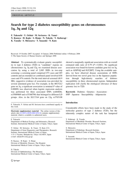 Search for Type 2 Diabetes Susceptibility Genes on Chromosomes 1Q, 3Q and 12Q