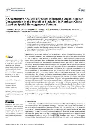 A Quantitative Analysis of Factors Influencing Organic Matter Concentration in the Topsoil of Black Soil in Northeast China Base