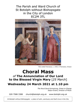 Choral Mass of the Annunciation of Our Lord to the Blessed Virgin Mary [25 March]
