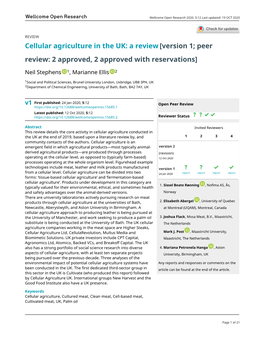 Cellular Agriculture in the UK: a Review [Version 1; Peer Review: 2 Approved, 2 Approved with Reservations]