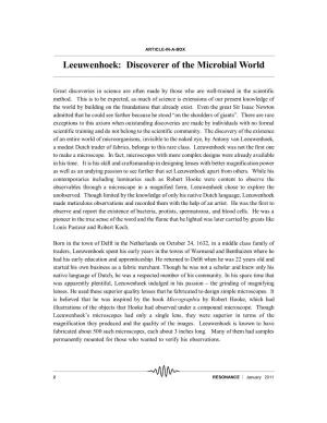 Leeuwenhoek: Discoverer of the Microbial World