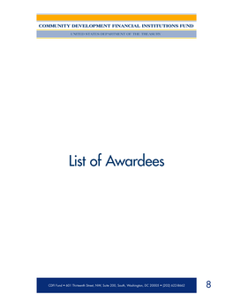 List of Awardees