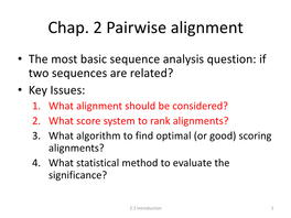 Pairwise Alignment