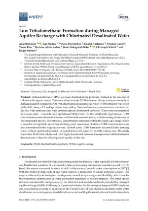 Low Trihalomethane Formation During Managed Aquifer Recharge with Chlorinated Desalinated Water