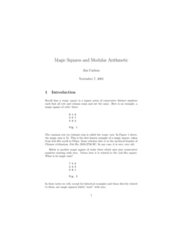 Magic Squares and Modular Arithmetic