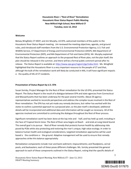 Summary of Housatonic River Status Report Public Meeting, New Milford, Ct