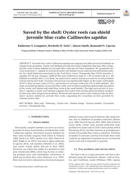 Oyster Reefs Can Shield Juvenile Blue Crabs Callinectes Sapidus