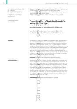 Protective Effect of Lactobacillus Sakei in Fermented Sausages