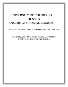 University of Colorado Denver Anschutz Medical Campus Msa Capstone Presenations