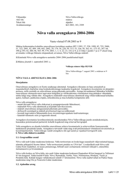 Nõva Valla Arengukava 2004-2006