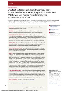 Effects of Testosterone Administration for 3 Years on Subclinical