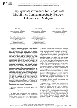 Employment Governance for People with Disabilities: Comparative Study Between Indonesia and Malaysia