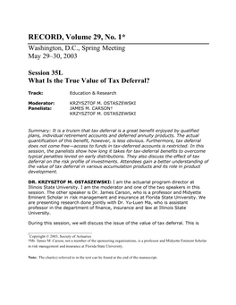 What Is the True Value of Tax Deferral?
