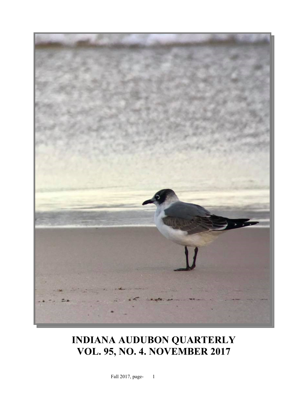 Indiana Audubon Quarterly Vol. 95, No. 4. November 2017