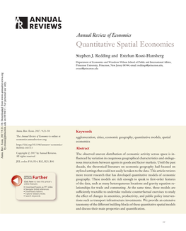 Quantitative Spatial Economics
